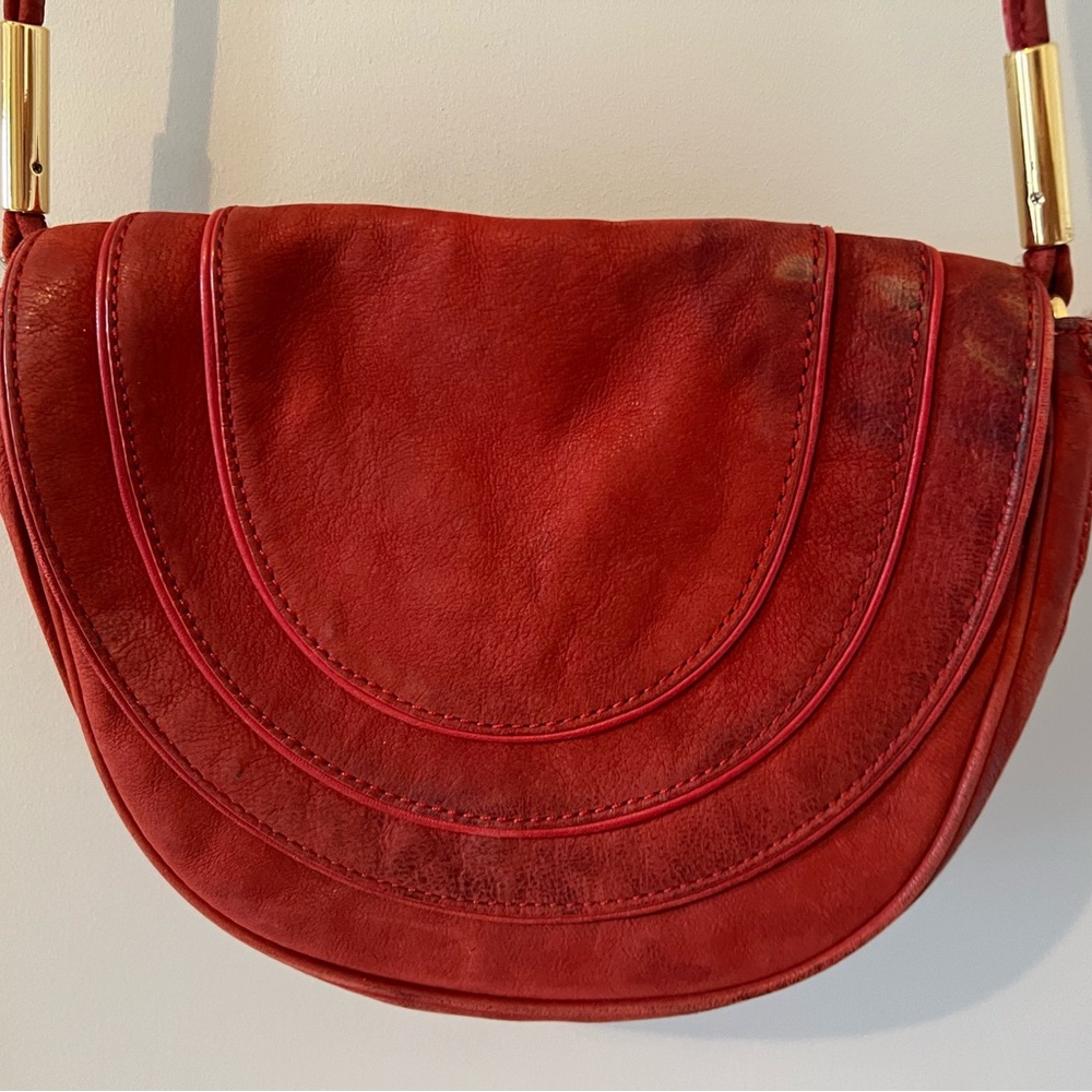 Diane Von Furstenberg Nubuck crossbody Saddlebag in Rust